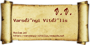 Varsányi Vitális névjegykártya